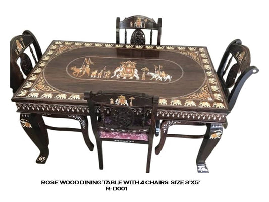 Rosewood Dining Table with 4 Chairs