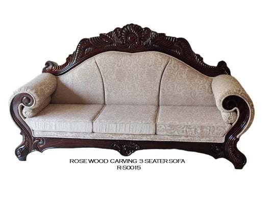 Rosewood Carved Sofa - 3Seater