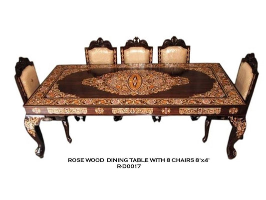 Rosewood Dining Table with 8 Chairs