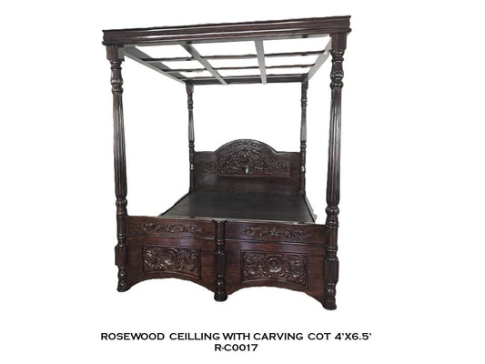 Rosewood Ceiling with Carving Cot