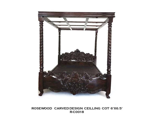 Rosewood Carved Design Ceiling Cot