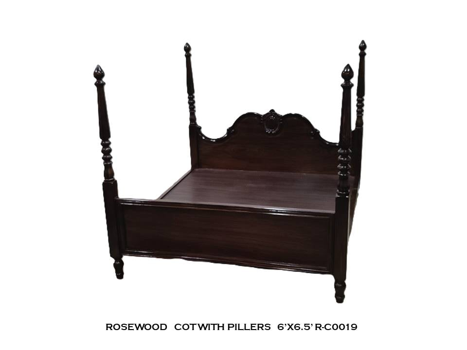Rosewood Cot with Pillars