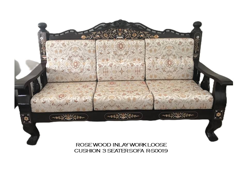Rosewood Inlay Work Loose Cushion Sofa