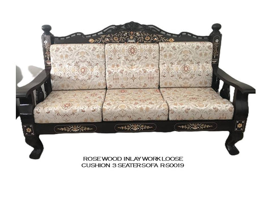 Rosewood Inlay Work Loose Cushion Sofa