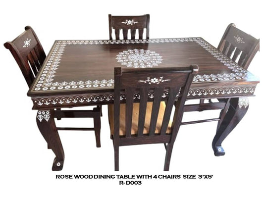 Rosewood Dining Table with 4 Chairs