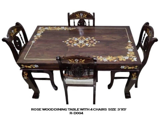 Rosewood Dining Table with 4 Chairs