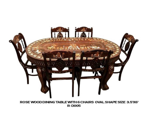 Rosewood Dining Table with 6 Chairs