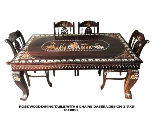 Rosewood Dining Table with 6 Chairs - Dasara Design