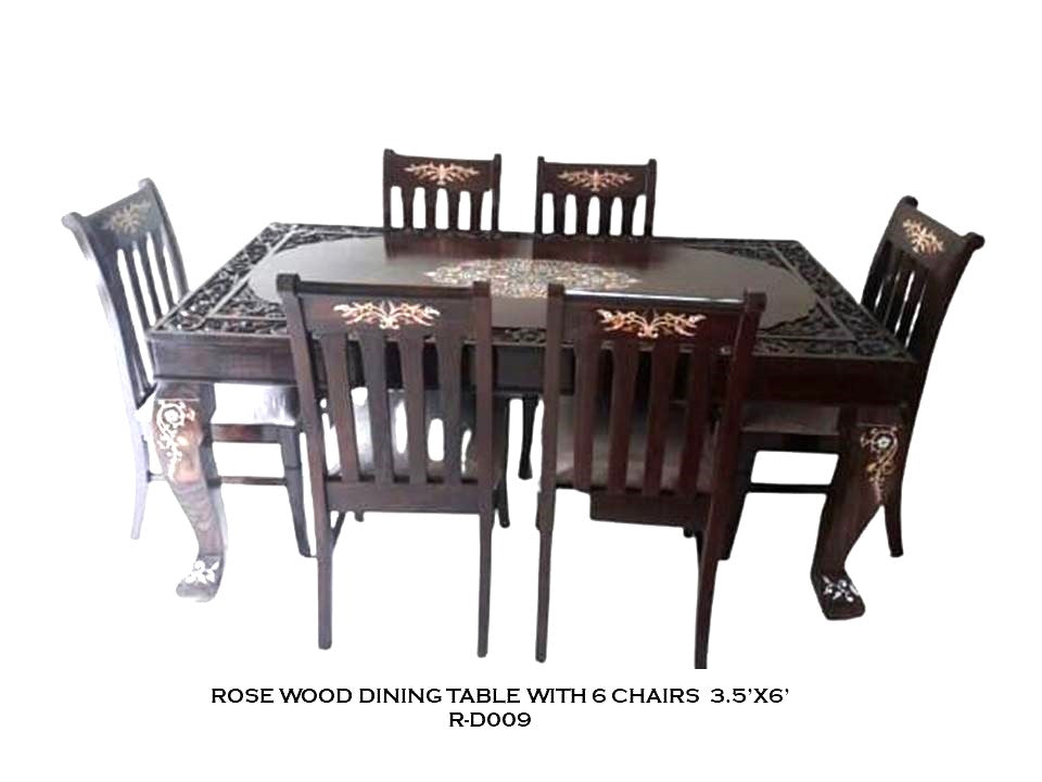 Rosewood Dining Table with 6 Chairs