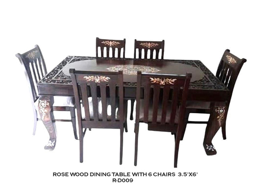 Rosewood Dining Table with 6 Chairs