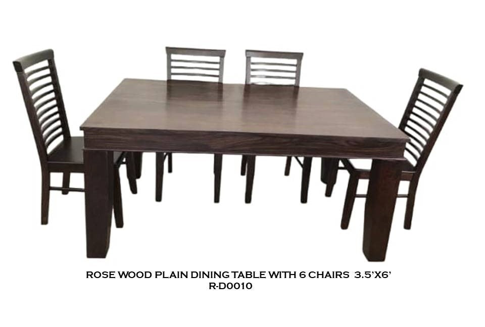 Rosewood Plain Dining Table with 6 Chairs