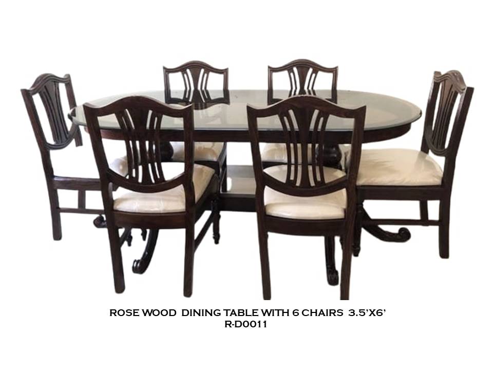 Rosewood Dining Table with 6 Chairs