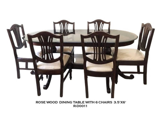 Rosewood Dining Table with 6 Chairs