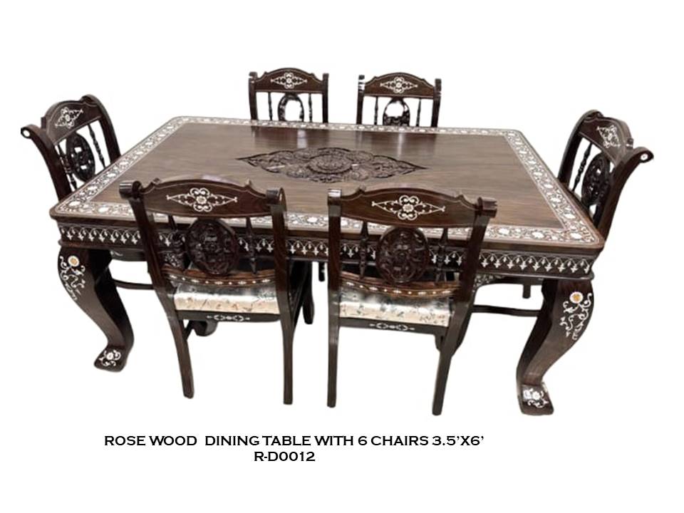 Rosewood Dining Table with 6 Chairs