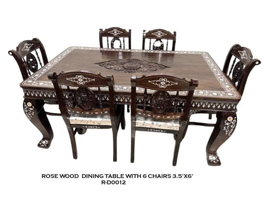 Rosewood Dining Table with 6 Chairs