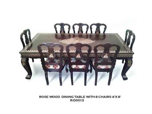 Rosewood Dining Table with 8 Chairs
