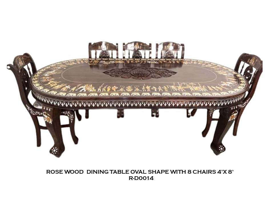 Rosewood Dining Table with 8 Chairs