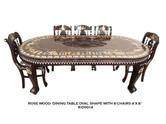 Rosewood Dining Table with 8 Chairs