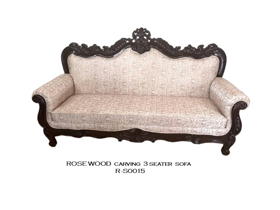 Rosewood Carved Sofa - 3Seater