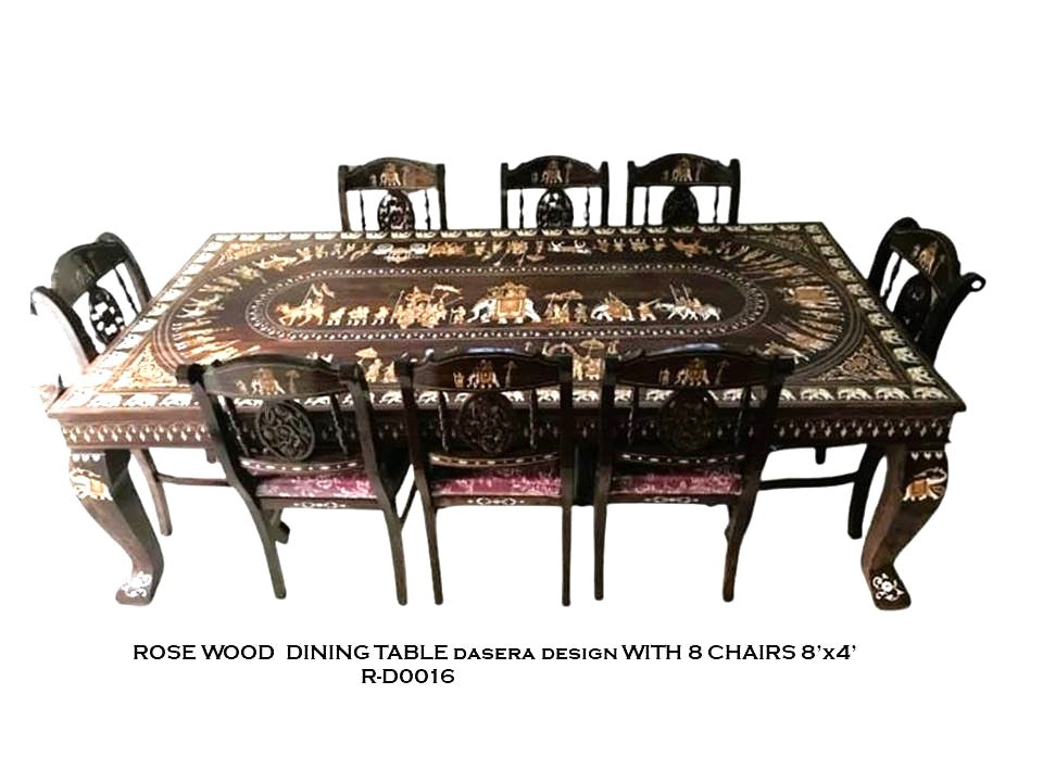 Rosewood Dining Table with 8 Chairs - Dasara Design