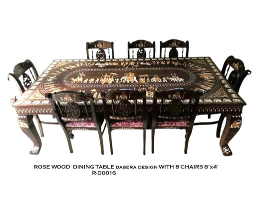 Rosewood Dining Table with 8 Chairs - Dasara Design