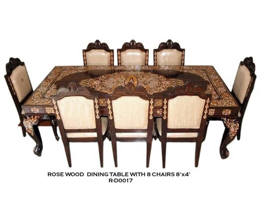 Rosewood Dining Table with 8 Chairs