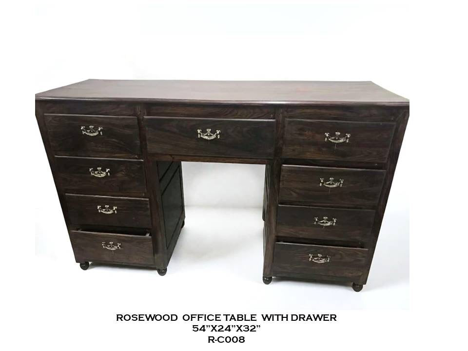 Rosewood Office Table with Drawers