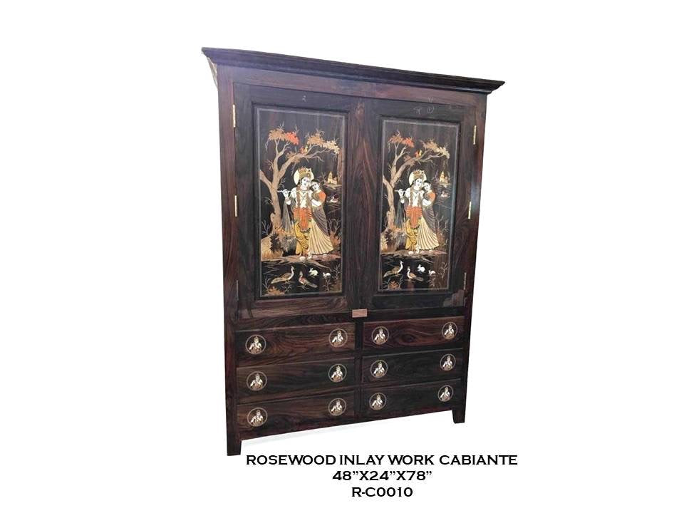 Rosewood Cabinet with Inlay Work