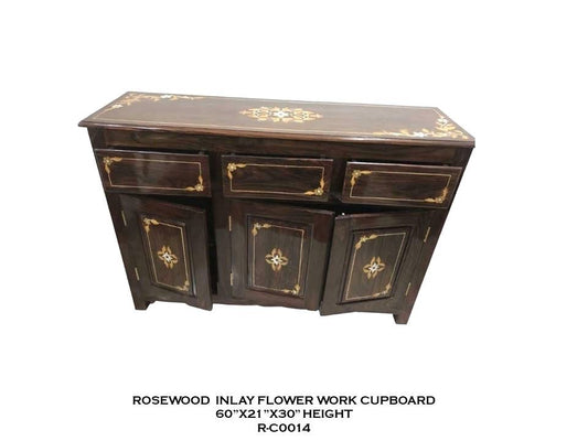 Rosewood Cupboard with Flower Inlay Work