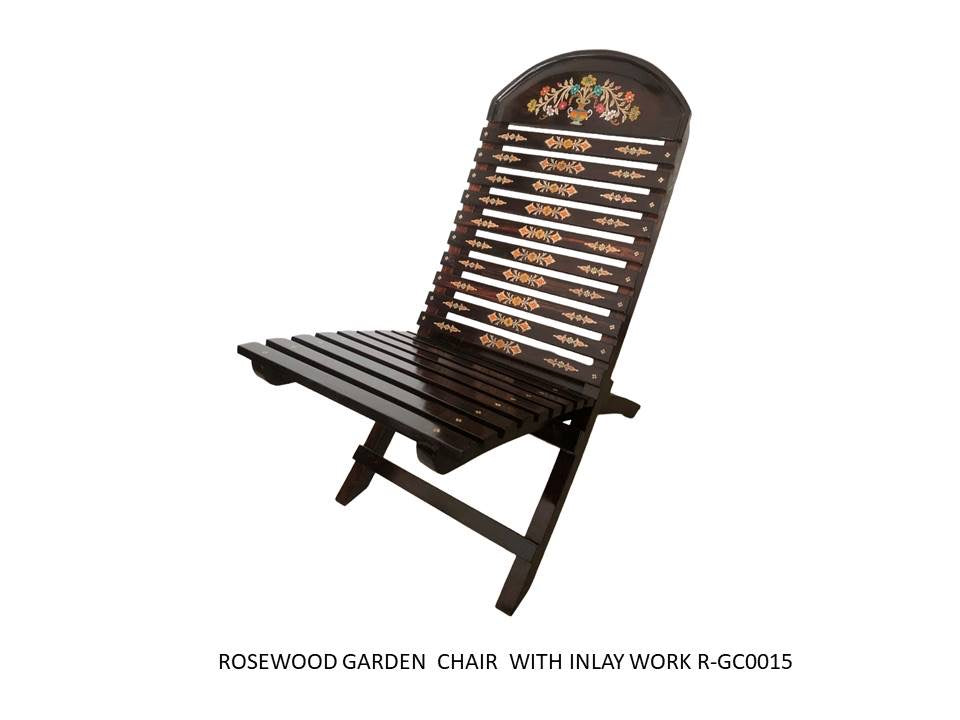 Rosewood Garden Chair with Inlay Work