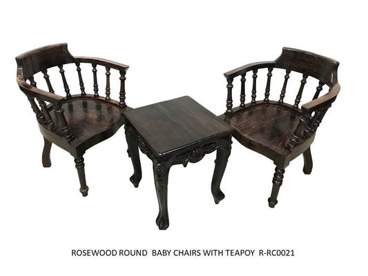 Rosewood Round Baby Chairs with Teapoy
