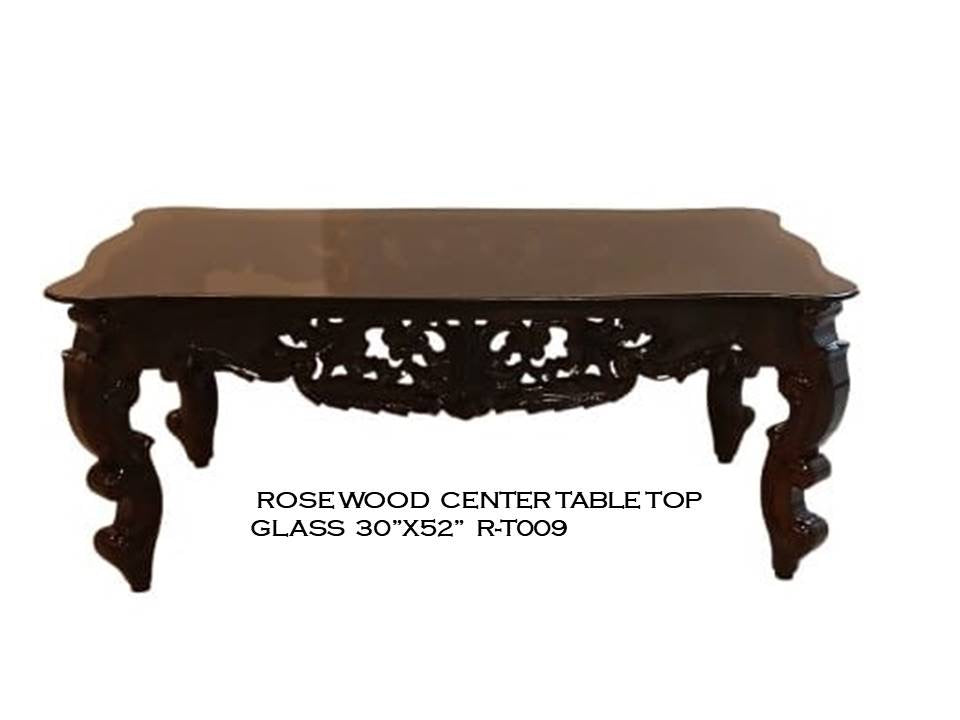 Rosewood Center Table with Glass Top