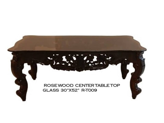 Rosewood Center Table with Glass Top