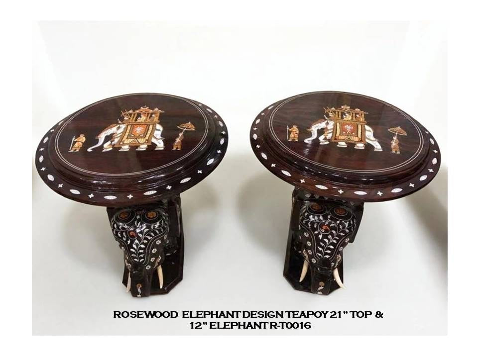 Rosewood Elephant Design Teapoy