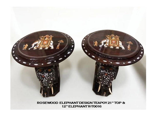 Rosewood Elephant Design Teapoy